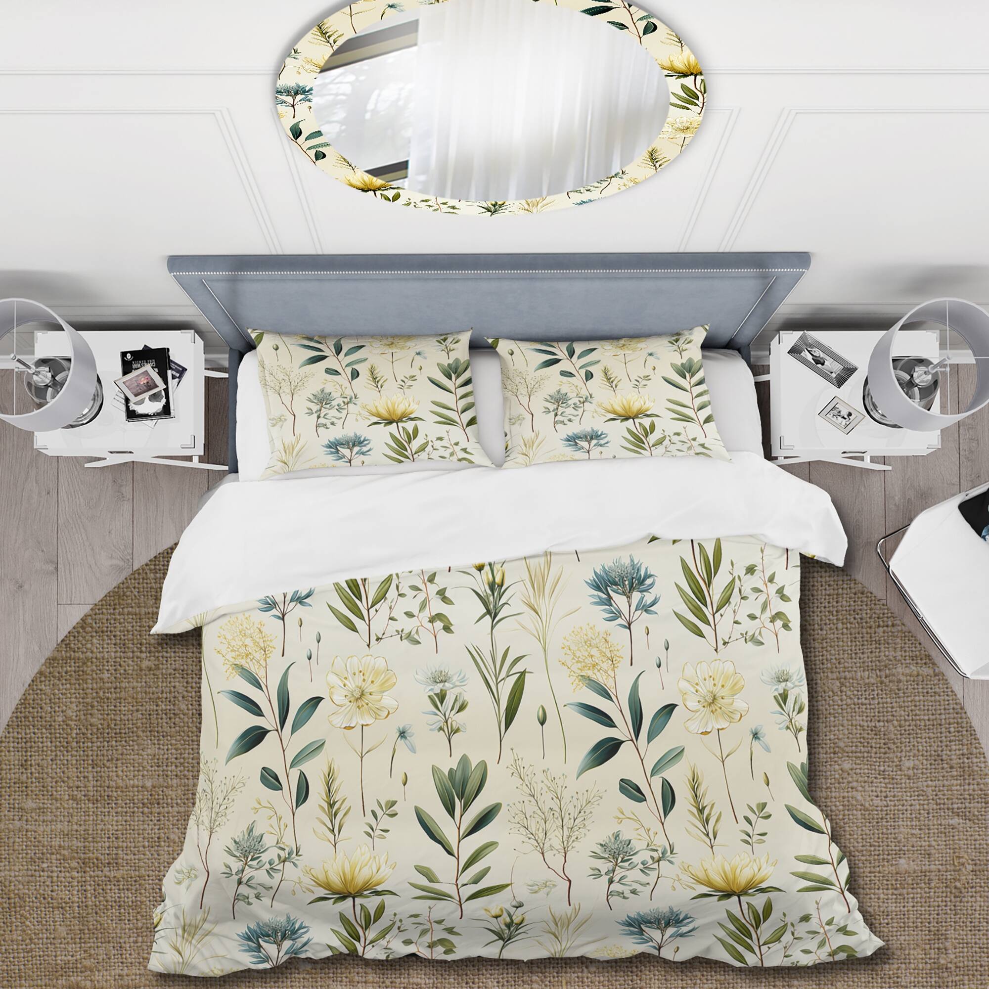 Designart "Coastal Elegance" Green Floral Bedding Set With Shams On Sale Bed Bath & Beyond